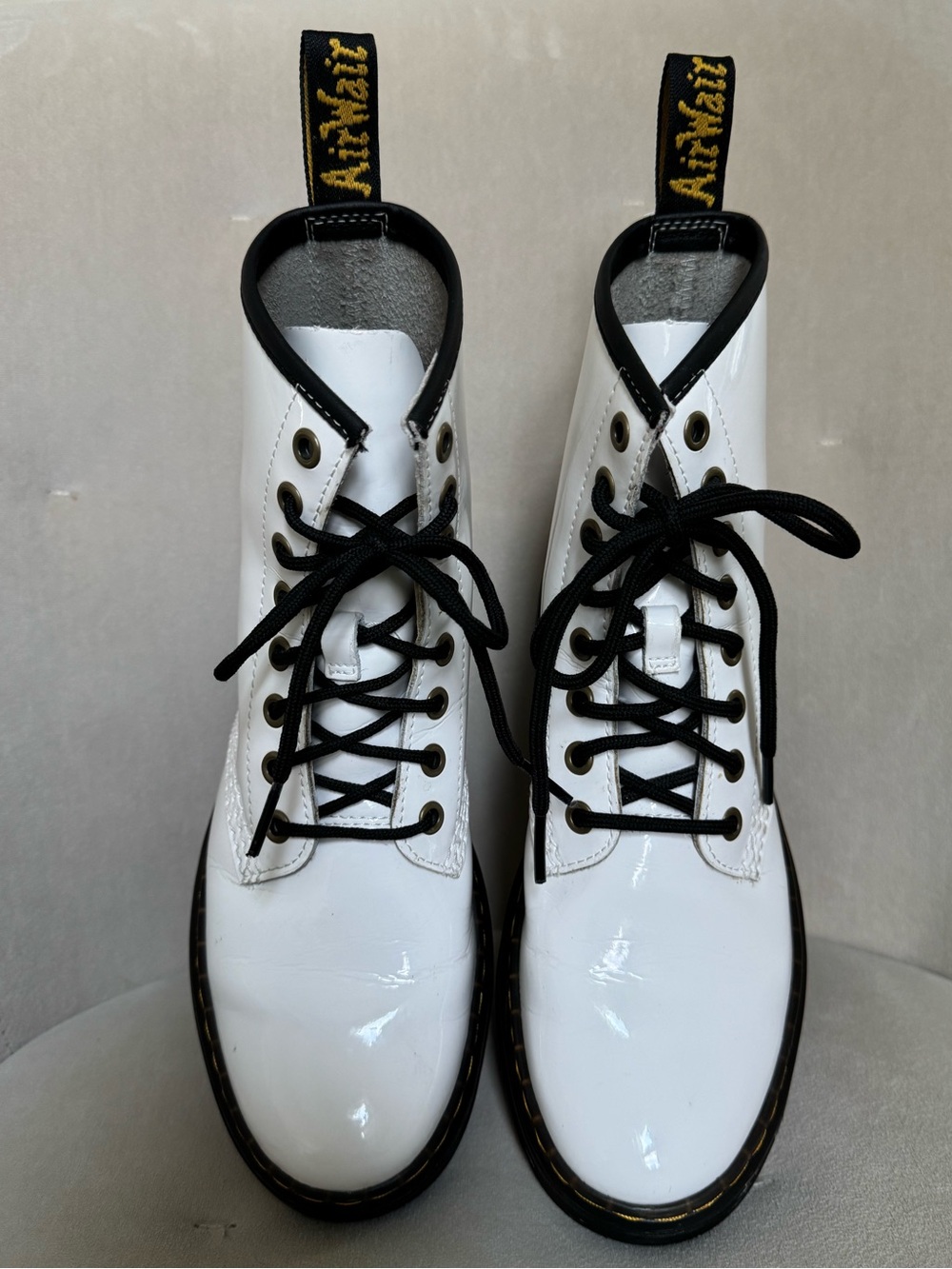 Dr. Martens Doc Martens Zavala | White Black Lace Up Combat Boots | Size W6 M5 - Picture 5 of 15